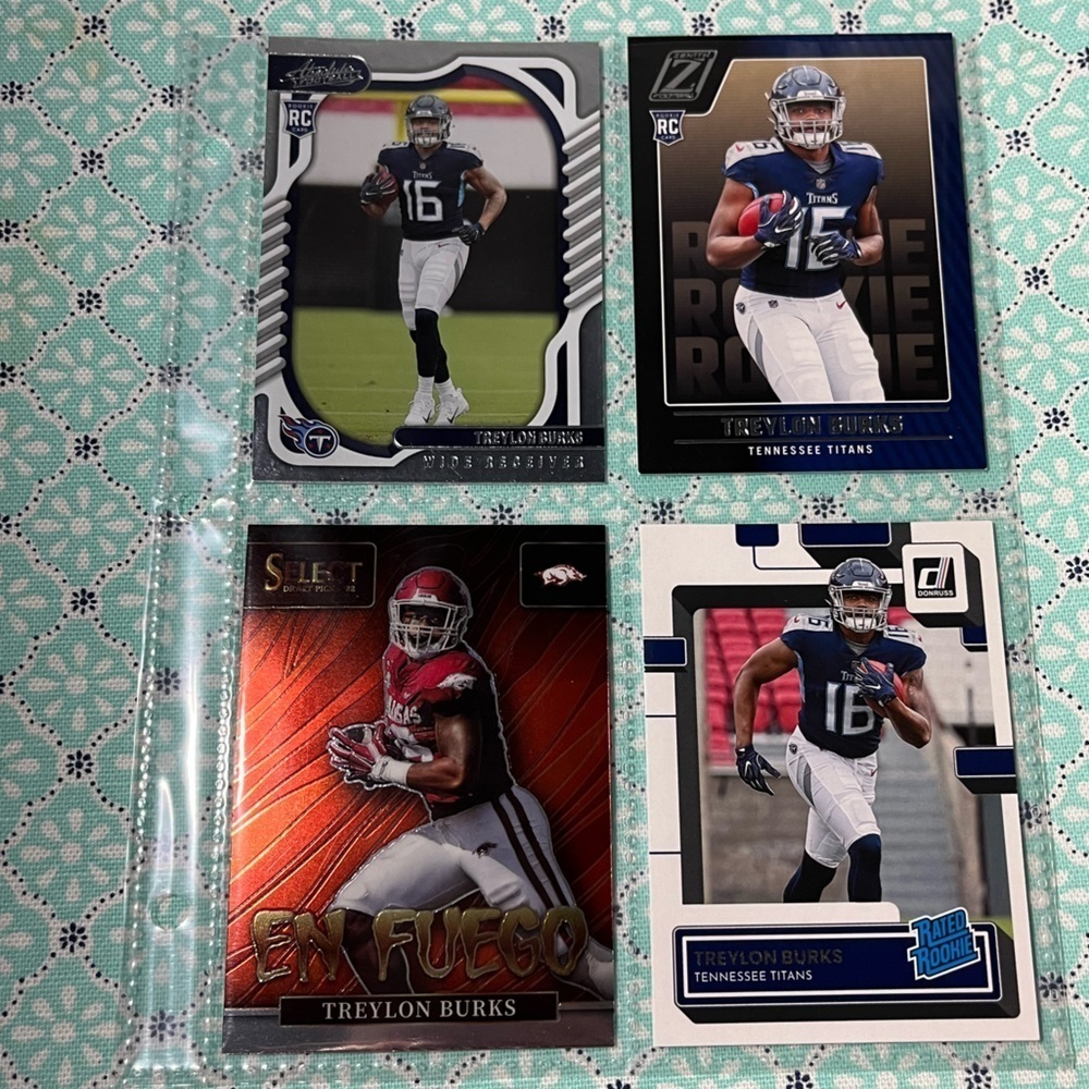 🏈 Treylon Burks, NFL Football Sports Trading Cards, Set of 4